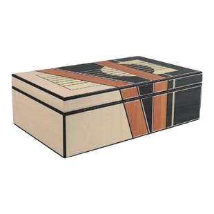 现代简约木质皮革收纳盒摆件卧室桌面化妆品首饰收纳盒样板间家居