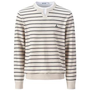 [张新成同款]Navigare意大利时尚假两件针织衫男士春秋季条纹毛衣