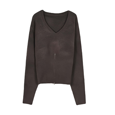 拉链早秋柔软长袖单件V领中国