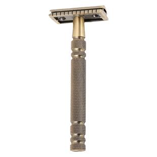 德国精工纯铜剃须刀黄铜男士传统手动刀架刀片全铜老式刮胡刀双面