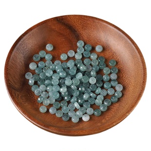 甄选天然A货冰种蓝水翡翠隔片绿白色面包珠散珠子手串隔珠手链