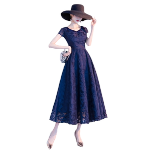 晚礼服女平时可穿宴会高贵气质长裙名媛聚会简单大方大码连衣裙夏