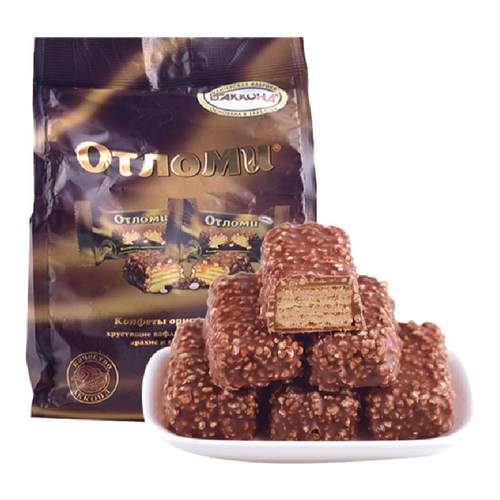 俄罗斯进口奥特焦糖巧克力阿孔特饼干花生夹心威化瓦夫饼抗饿零食