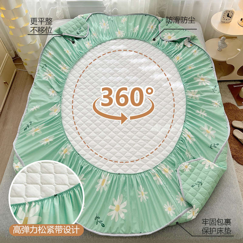 床罩防尘夹棉床笠单件四季通用加厚秋冬磨毛床单防滑款床垫保护罩