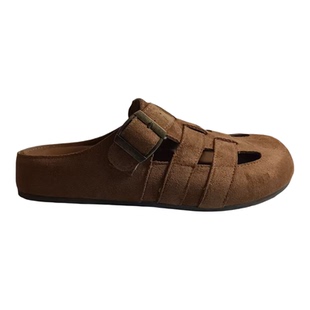 38码右脚单只鞋勃肯鞋女残疾人包头拖一只鞋双扣带镂空外穿半拖鞋