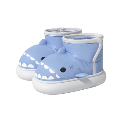 chikoku小鲨鱼亲子棉鞋女加绒冬季室内保暖厚底雪地靴防泼水棉鞋