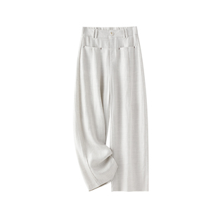 天丝亚麻九分弯刀裤女高腰薄款显瘦直筒阔腿裤夏季垂感百搭休闲裤