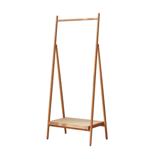 北府北欧实木落地衣帽架日式樱桃木挂衣架卧室家用藤编置物架网红