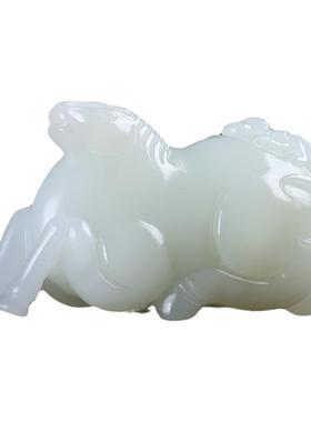 和田玉生肖马猴手把件男女款白玉