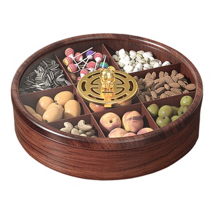 复古风木质九宫格果盘家用客厅茶几干果零食分格盘大容量2026新款