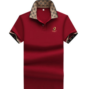 高档正品保罗丝光棉男士Polo衫男款短袖t恤夏季纯棉大码衣服体恤T