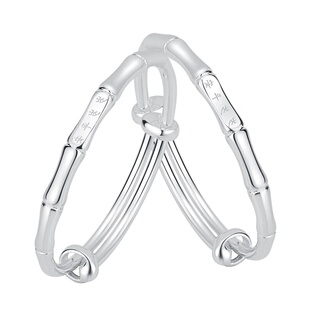 黄金彩虹足银宝宝手镯实心岁岁平安银镯子推拉可调节童镯子银饰品