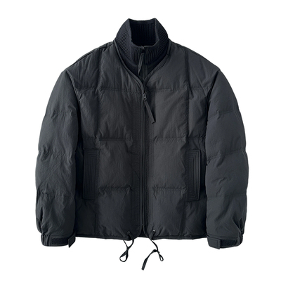 美式高街针织拼接假两件羽绒外套