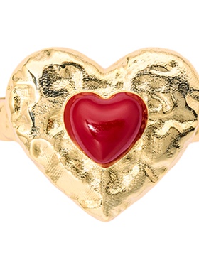 A ray of sunlight 爱心戒指红色复古高级金色饰品首饰气质买手店