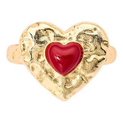 A ray of sunlight 爱心戒指红色复古高级金色饰品首饰气质买手店