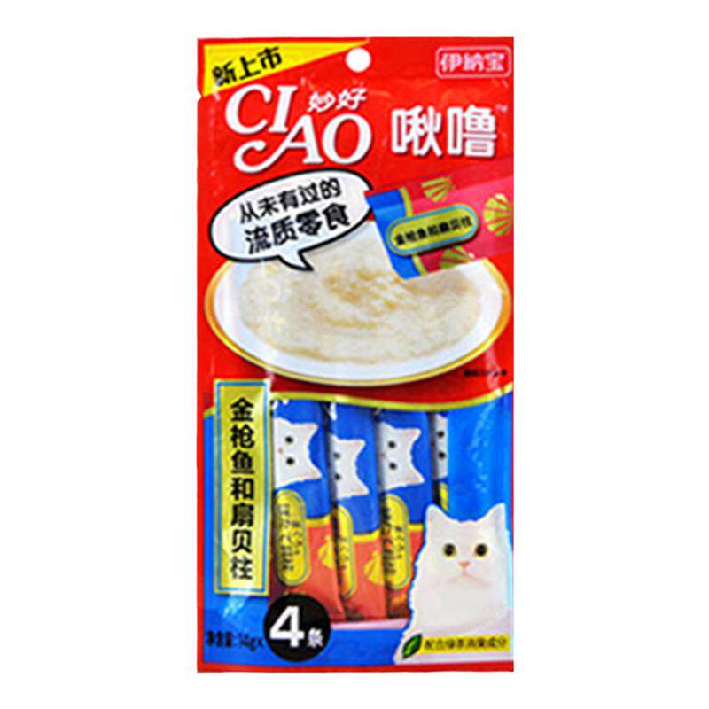 伊纳宝ciao猫零食妙好啾噜 成幼猫流质猫条布丁 鲜包罐头湿粮4条