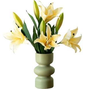 南十字星 薄荷绿色陶瓷花瓶轻奢高级感摆件客厅插花摆件餐桌装饰