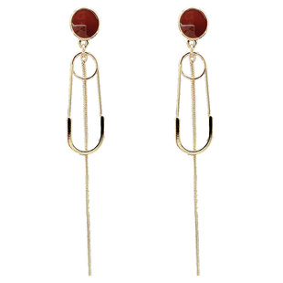 网红设计感扣针流苏耳环女韩国新款s925银针耳饰气质百搭简约耳钉