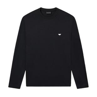 EMPORIO ARMANI/阿玛尼26年春季新款男士圆领长袖正肩刺绣T恤官方