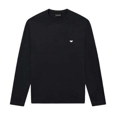 阿玛尼男士圆领长袖正肩刺绣T恤