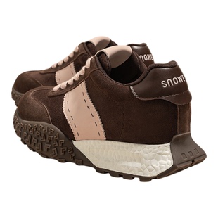 黑色鞋子女款2025新款冬季厚底女鞋真皮拼色运动鞋内增高德训鞋女