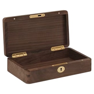 一纪首饰盒新款宫廷风实木收纳盒家用收藏黄金珠宝饰品盒带锁空盒