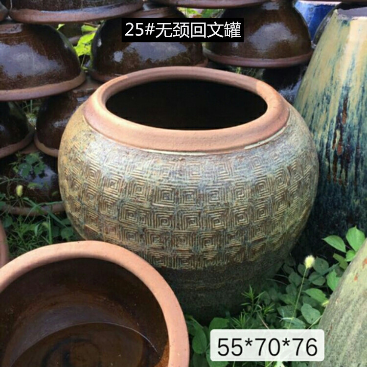 粗陶大缸陶瓷水缸土陶花盆鱼缸家用老式园林景观造景摆设莲花缸25