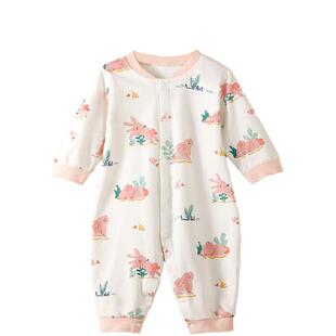 爱贝迪拉婴儿衣服初生小月龄幼儿宝宝睡袋纯棉秋冬款男女孩连体衣