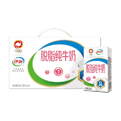 伊利脱脂纯牛奶24盒装