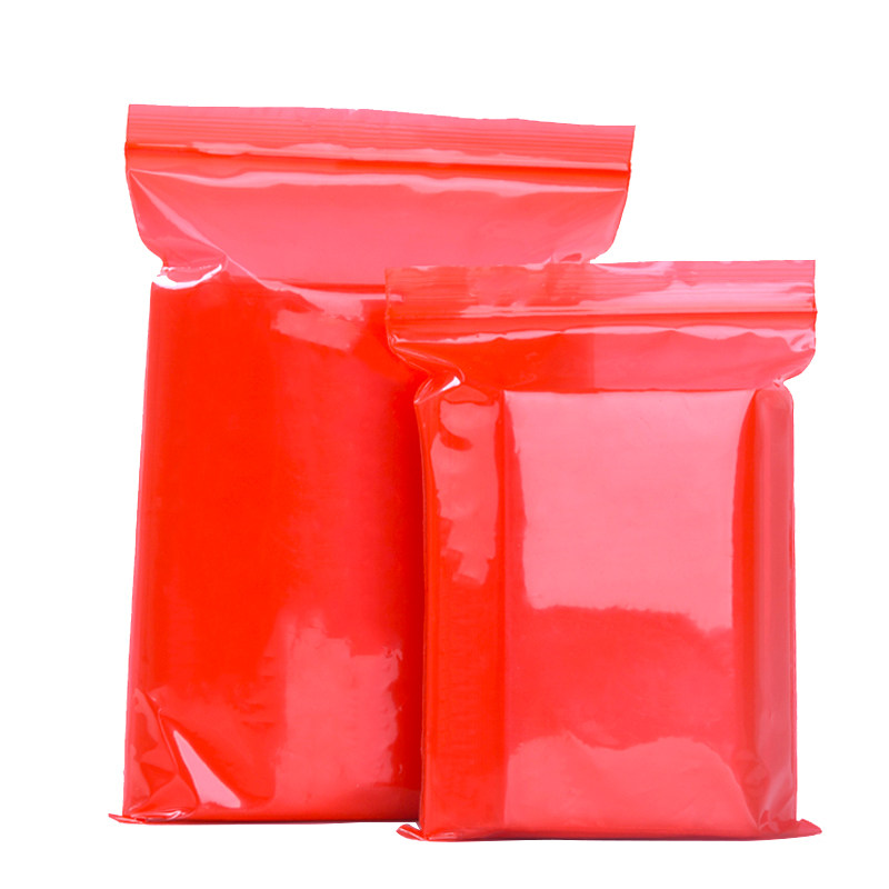 红色pe自封袋彩色塑料封口包装袋文玩喜糖食品分装带透明密封袋子