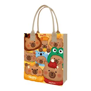 新款毛毡包手提包女生小拎包卡通百日宴礼品购物袋可爱公仔妈咪包