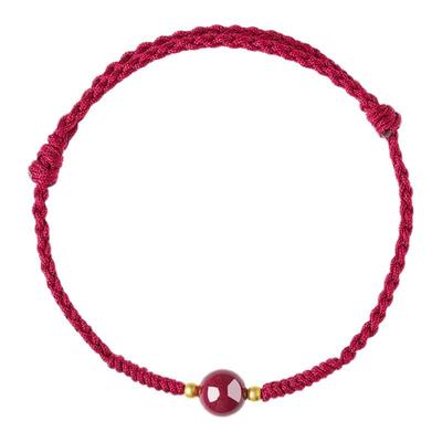 普陀山朱砂本命年新款红绳手链男女情侣紫金砂编织手绳中秋礼盒