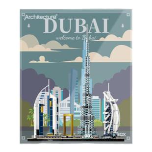 KGBOX乐高21052迪拜城市天际线建筑模型亚克力收纳盒子透明展示盒