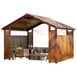 防腐木凉亭户外庭院茶室楼顶露台组装小木屋别墅民宿凉棚酒店帐篷