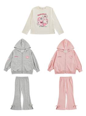 幼悠 女童2026春季两件套萌兔绣标卫衣卫裤字母萌宠印花休闲T恤潮