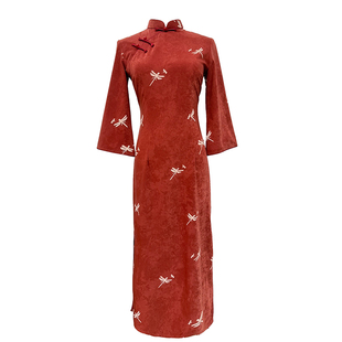 蜻蜓新中式改良旗袍2025新款红色秋季长袖复古日常女显白气质国风
