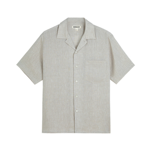 【夏威夷海滩】高档舒适透气雨露亚麻 夏季古巴领短袖衬衫 DAH473