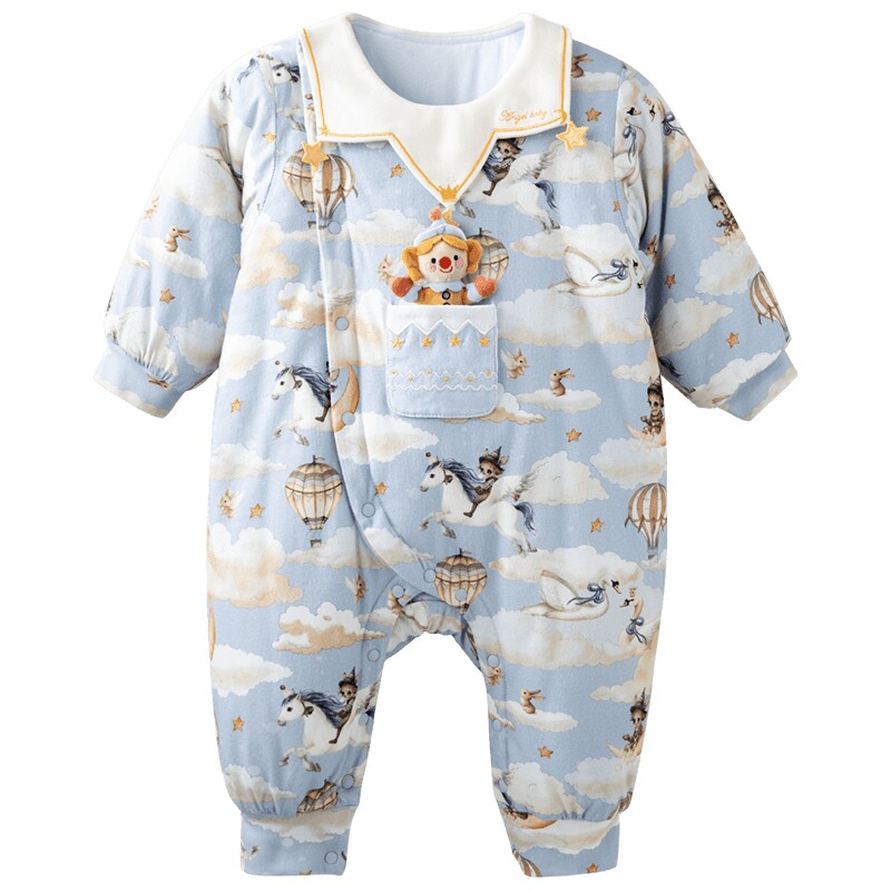 [云上童话]aqpa婴儿夹棉连体衣哈衣冬季保暖加厚棉服宝宝衣服外出