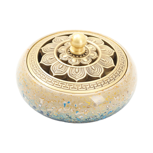 非遗大漆铜香炉纯铜家用室内熏香炉茶道盘香炉檀香沉香高端香薰炉