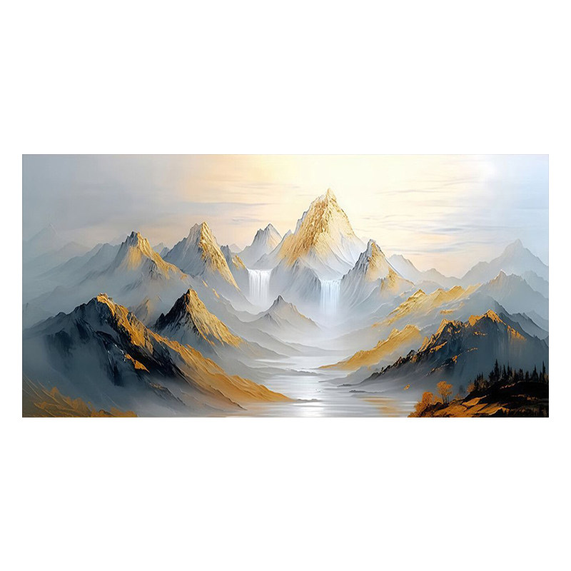 可班手绘油画秀川呈祥新中式墙画