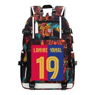 亚马尔周边书包男双肩中学生休闲巴萨足球大容量背包大容量帆布包