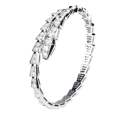 蛇形天然钻石手镯18K金满钻定制