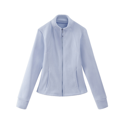 【免费试穿】蓝色修身摇粒绒外套