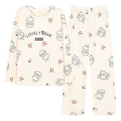 安姿曼纯棉加厚圆领家居服套装