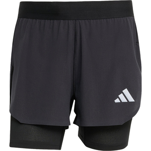 Adidas/阿迪达斯正品SHORTS男士透气二合一跑步运动短裤KE2286