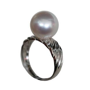 V＆C维纳斯澳白戒指18K金素金光面无钻简约南洋海水白珍珠戒指