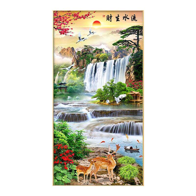 高山流水钻石画方钻满贴钻十字绣