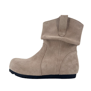 喵唔的天空秋冬磨砂软牛皮勃肯鞋短靴大圆头慵懒堆堆靴套筒骑士靴