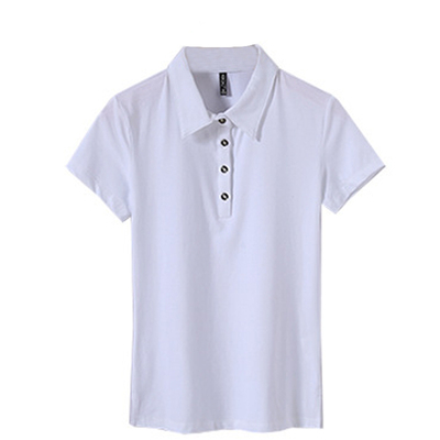 女士显瘦翻领短袖衬衫领T恤女潮