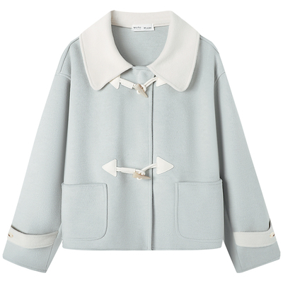 慕兔韩系牛角扣毛呢外套